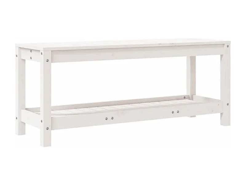 Banc de jardin blanc 108x35x45 bois massif de pin