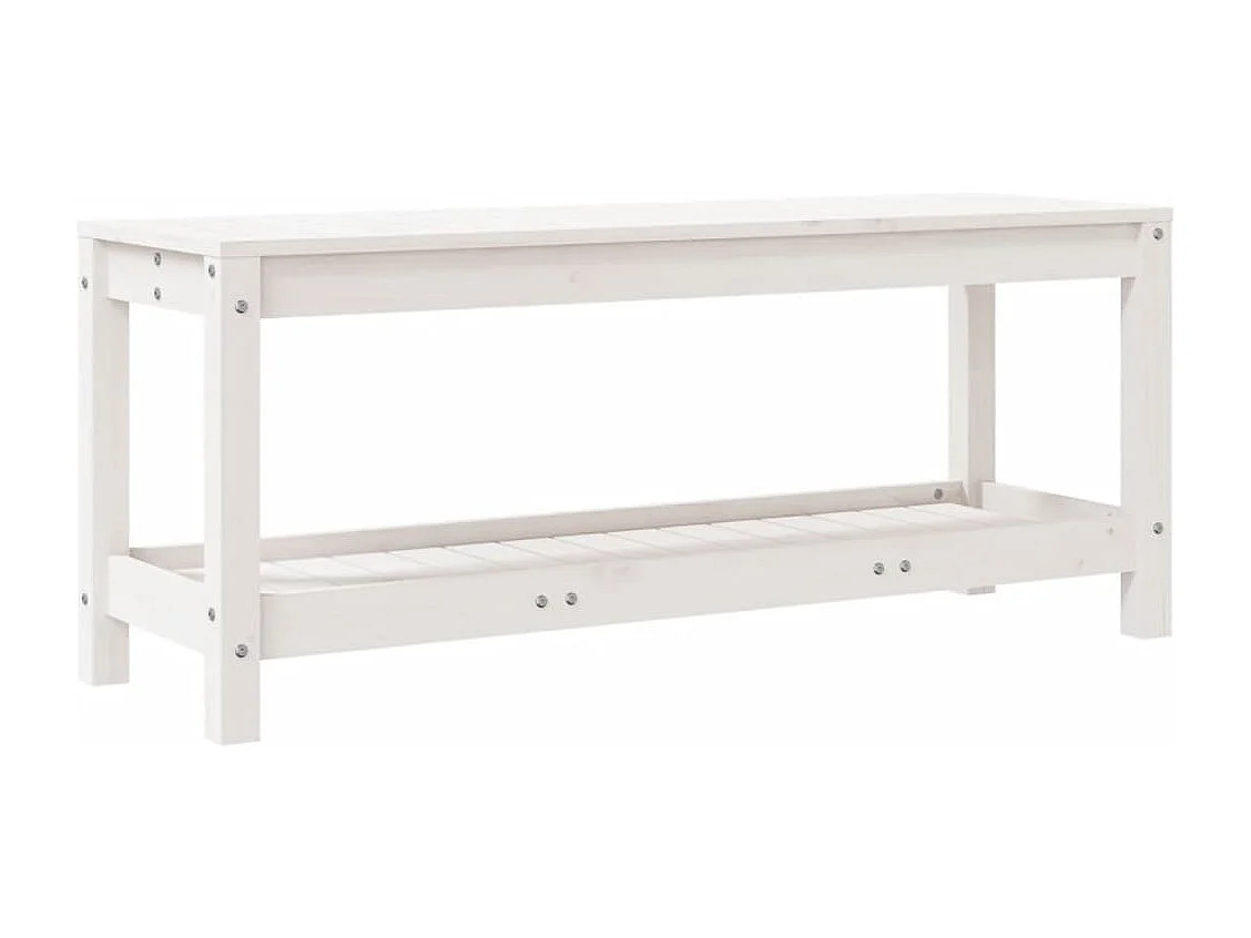 Banc de jardin blanc 108x35x45 bois massif de pin