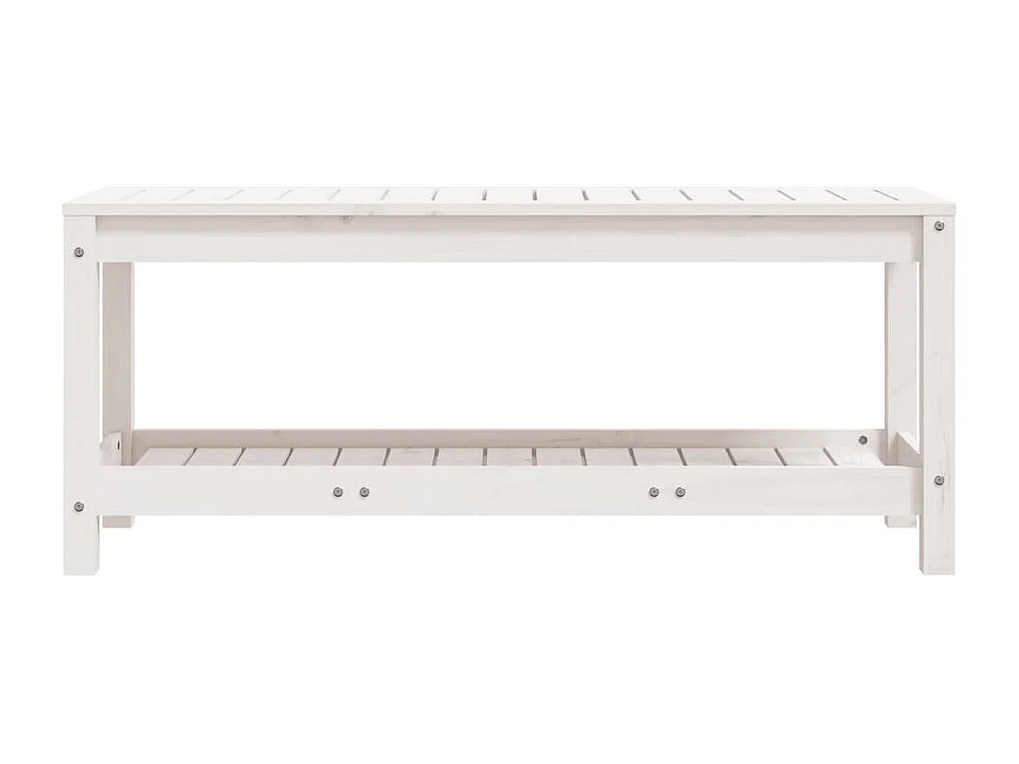 Banc de jardin blanc 108x35x45 bois massif de pin