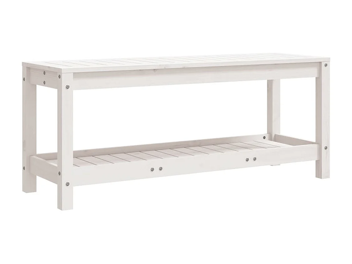 Banc de jardin blanc 108x35x45 bois massif de pin