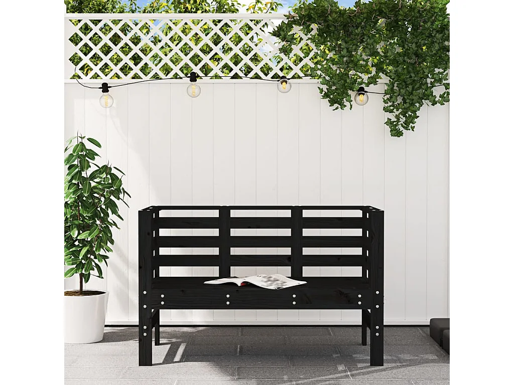 Banc de jardin noir 111,5x53x71 bois massif de pin