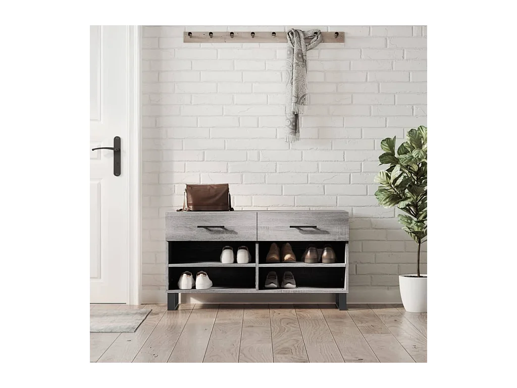 Banc à chaussures sonoma gris 102x35x55 bois d'ingénierie