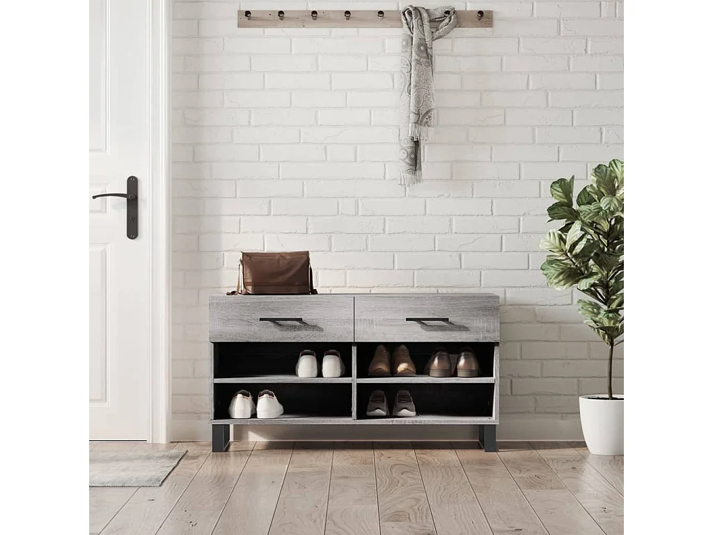Banc à chaussures sonoma gris 102x35x55 bois d'ingénierie