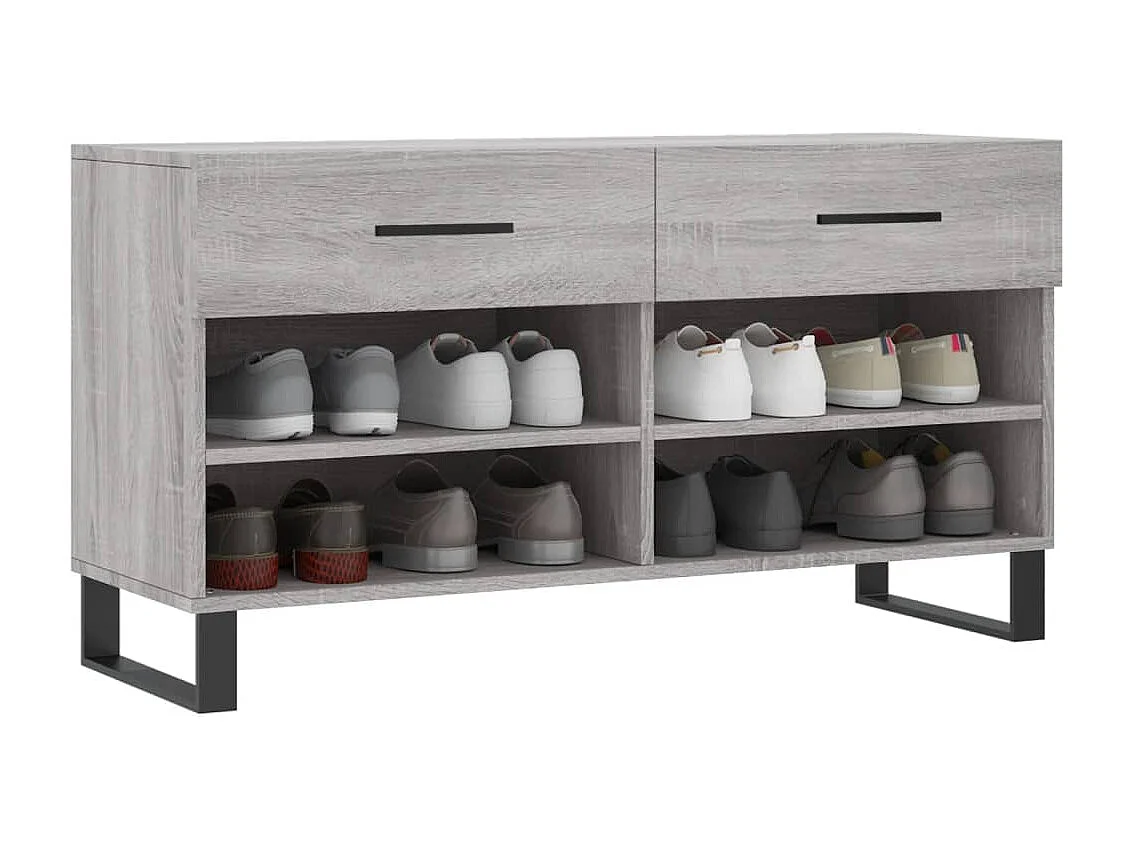 Banc à chaussures sonoma gris 102x35x55 bois d'ingénierie