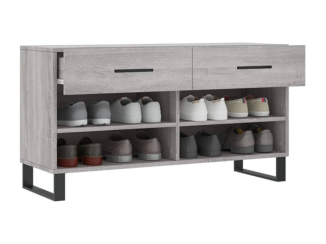 Banc à chaussures sonoma gris 102x35x55 bois d'ingénierie