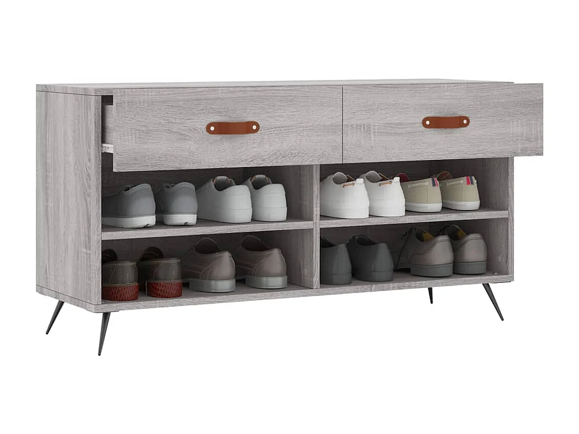 Banc à chaussures sonoma gris 102x35x55 bois d'ingénierie