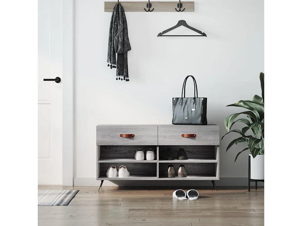 Banc à chaussures sonoma gris 102x35x55 bois d'ingénierie