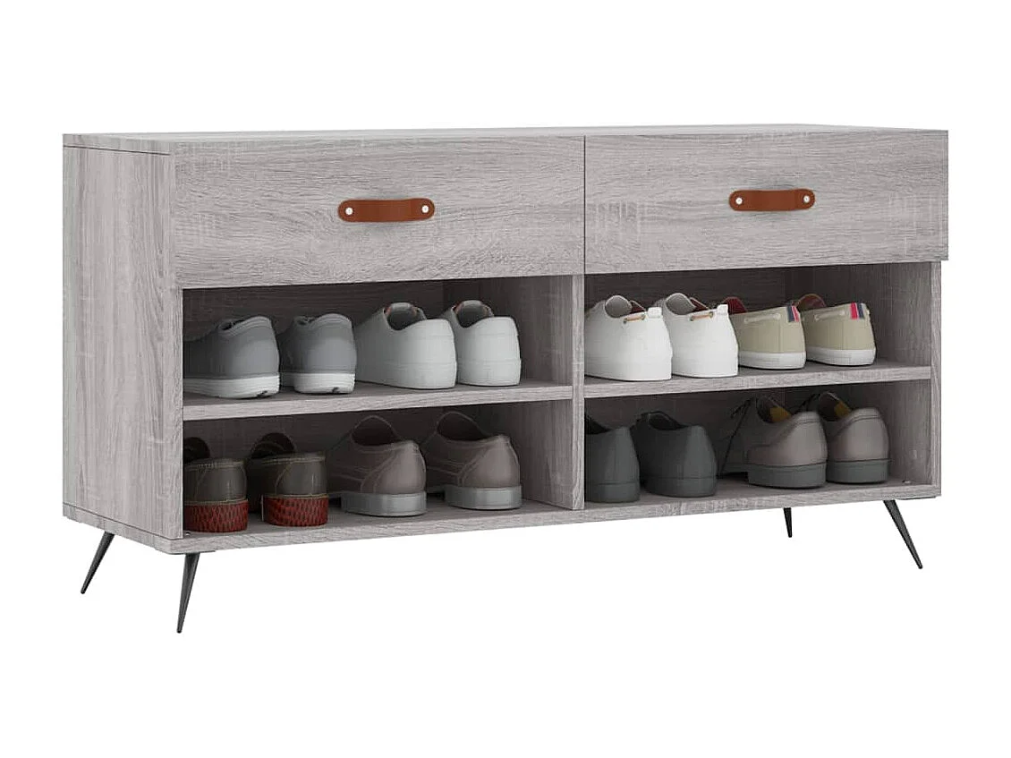 Banc à chaussures sonoma gris 102x35x55 bois d'ingénierie