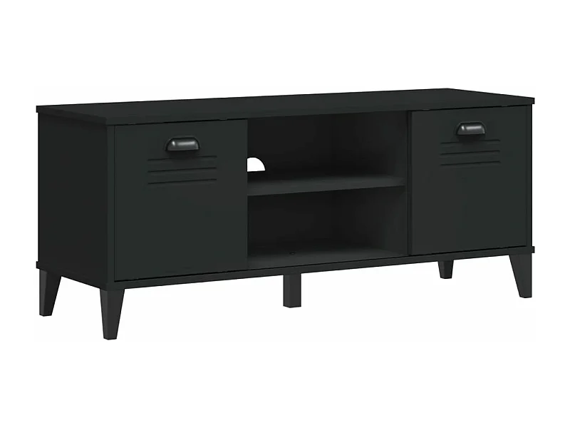 Banc à chaussures VIKEN noir 106x35x45 bois massif de pin