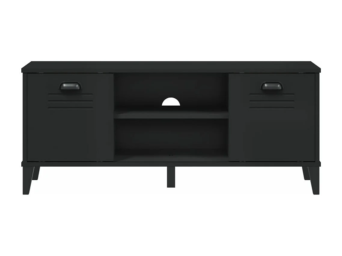 Banc à chaussures VIKEN noir 106x35x45 bois massif de pin