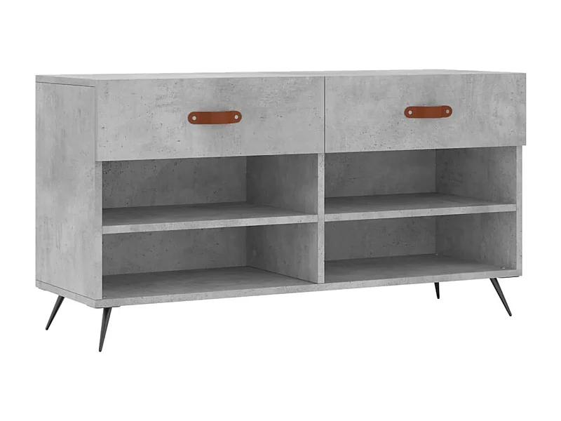 Banc à chaussures gris béton 102x35x55 bois d'ingénierie