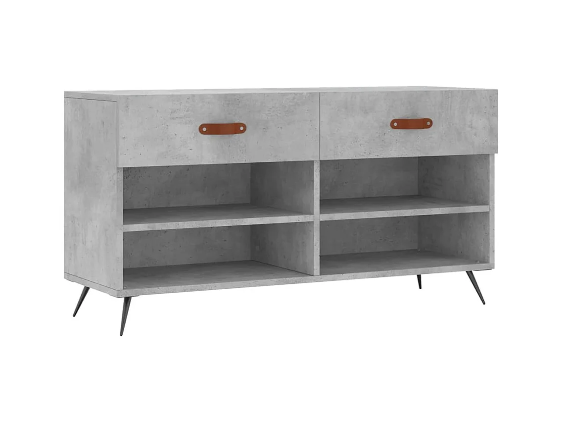 Banc à chaussures gris béton 102x35x55 bois d'ingénierie