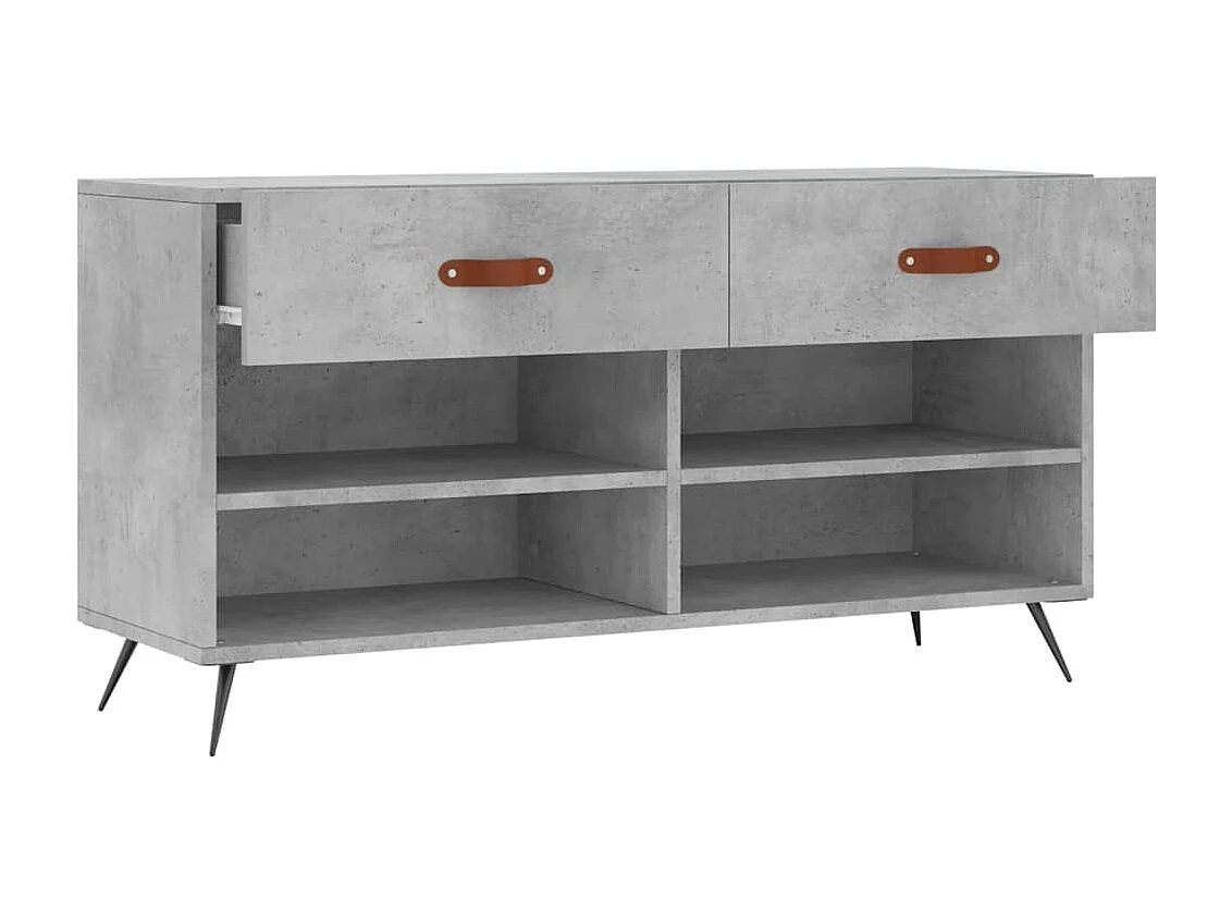 Banc à chaussures gris béton 102x35x55 bois d'ingénierie