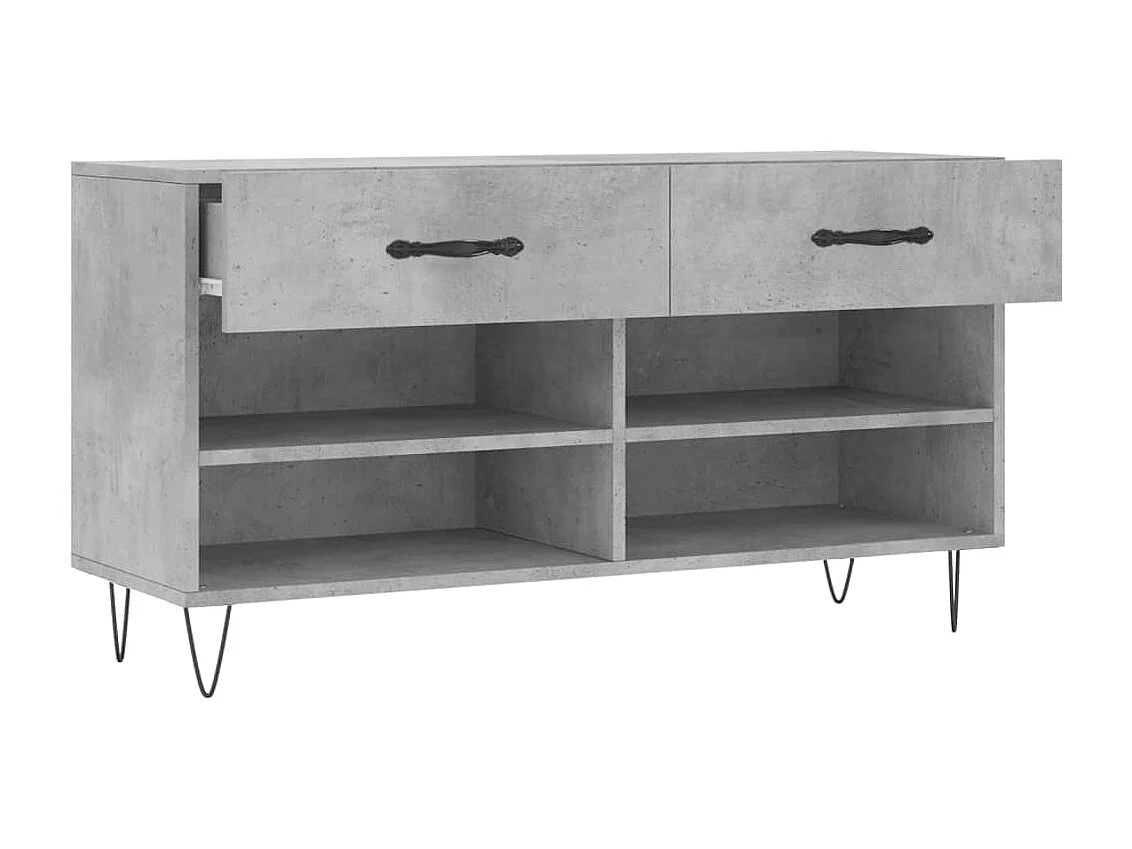 Banc à chaussures gris béton 102x35x55 bois d'ingénierie