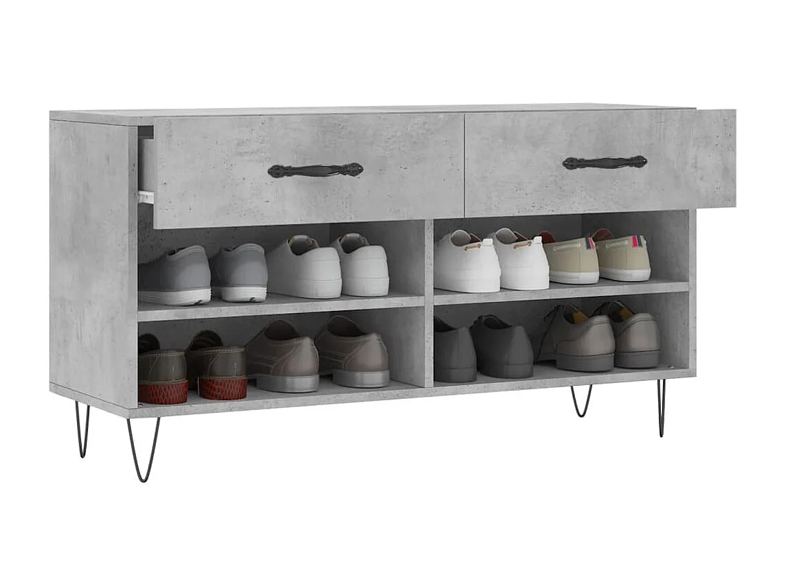 Banc à chaussures gris béton 102x35x55 bois d'ingénierie