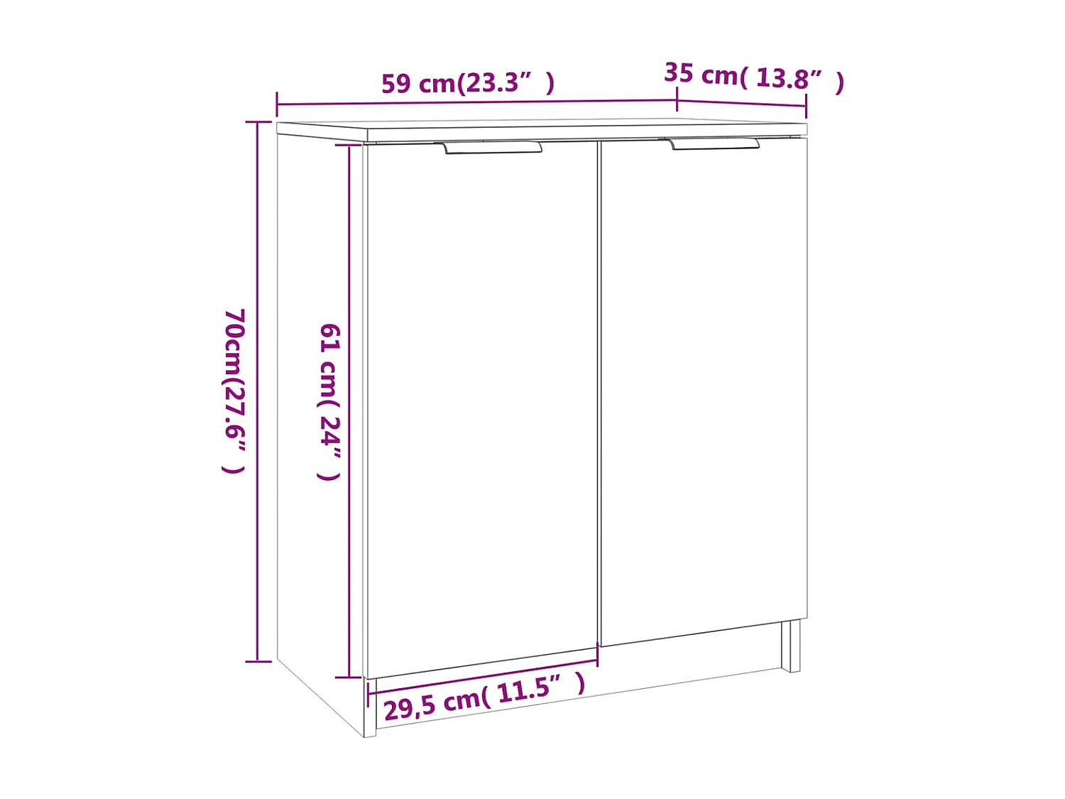 Armoire à chaussures Noir 59x35x70 bois d'ingénierie