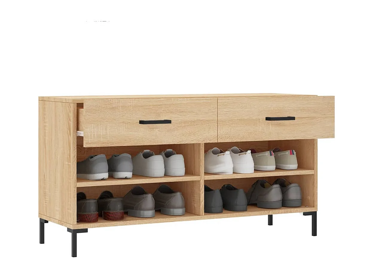 Schoenenbank 102x35x55 cm bewerkt hout sonoma eikenkleurig