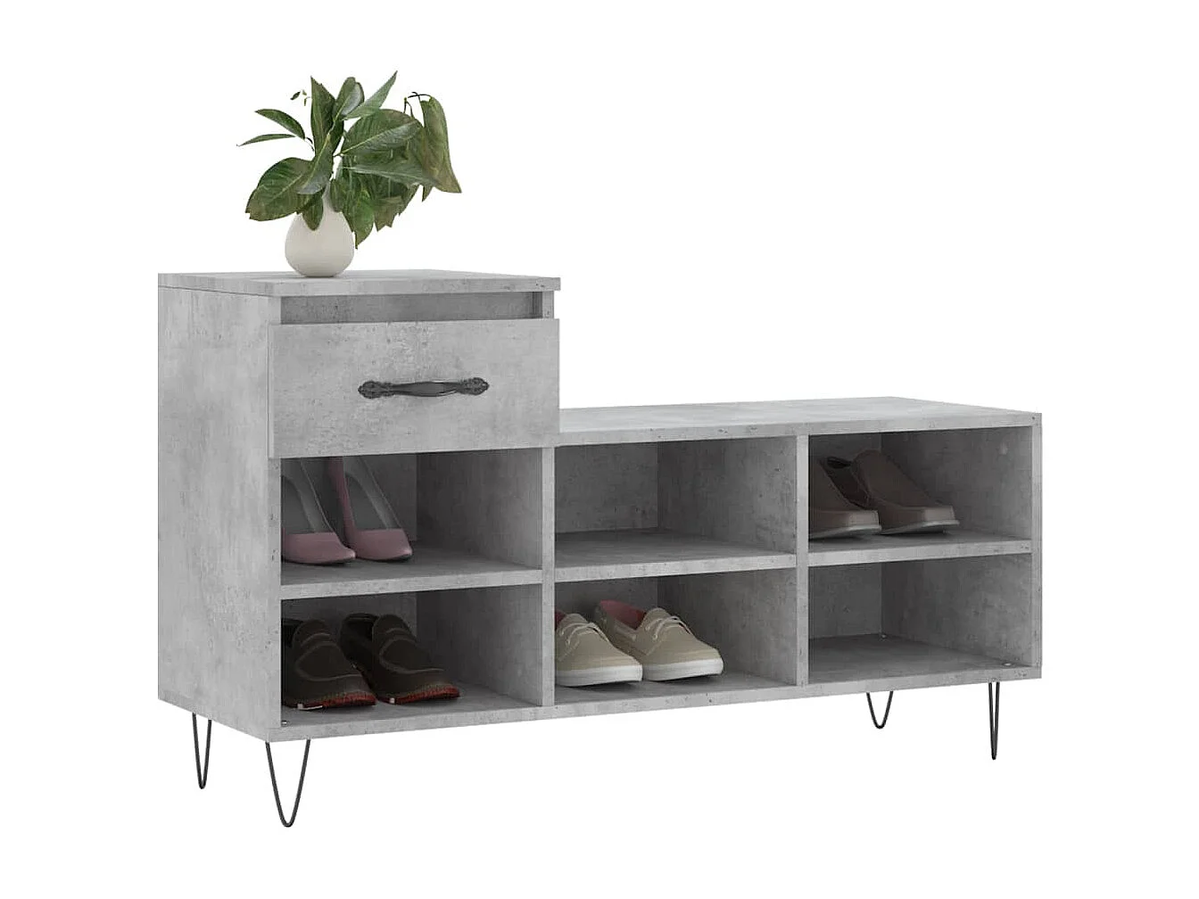 Armoire à chaussures Gris béton 102x36x60 Bois d'ingénierie