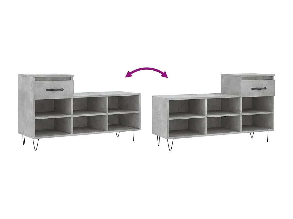 Armoire à chaussures Gris béton 102x36x60 Bois d'ingénierie