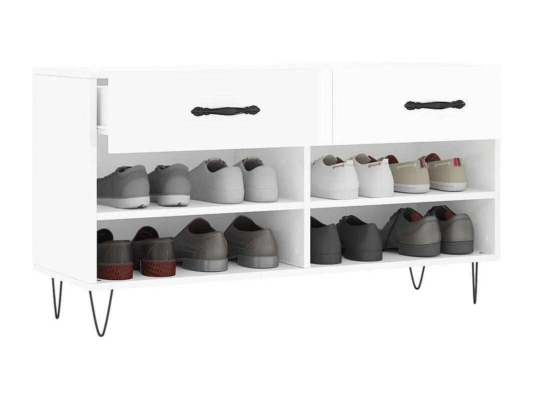 Banc à chaussures blanc brillant 102x35x55 bois d'ingénierie