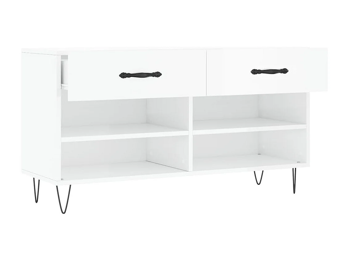 Banc à chaussures blanc brillant 102x35x55 bois d'ingénierie