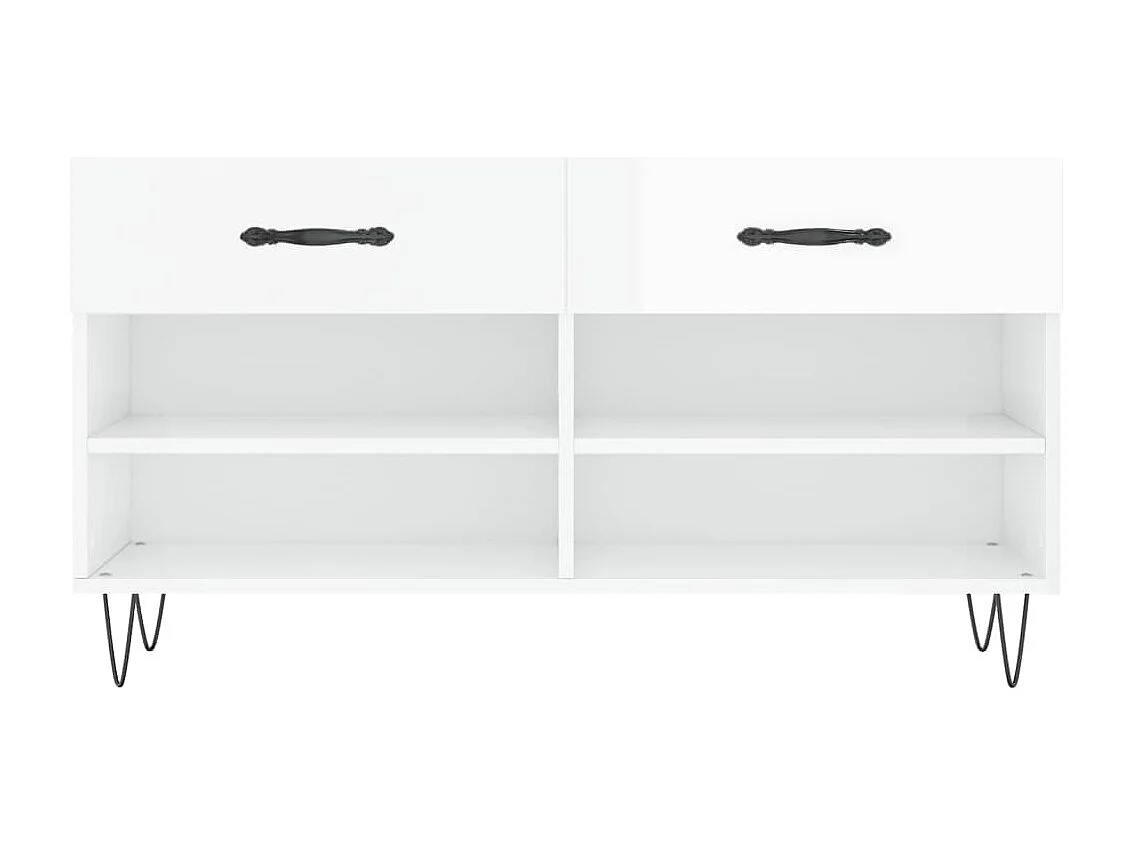 Banc à chaussures blanc brillant 102x35x55 bois d'ingénierie