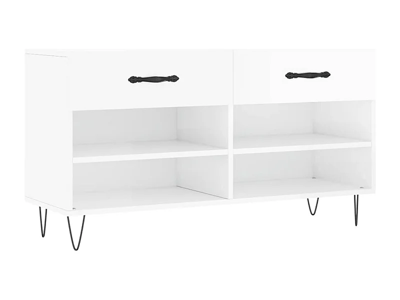 Banc à chaussures blanc brillant 102x35x55 bois d'ingénierie