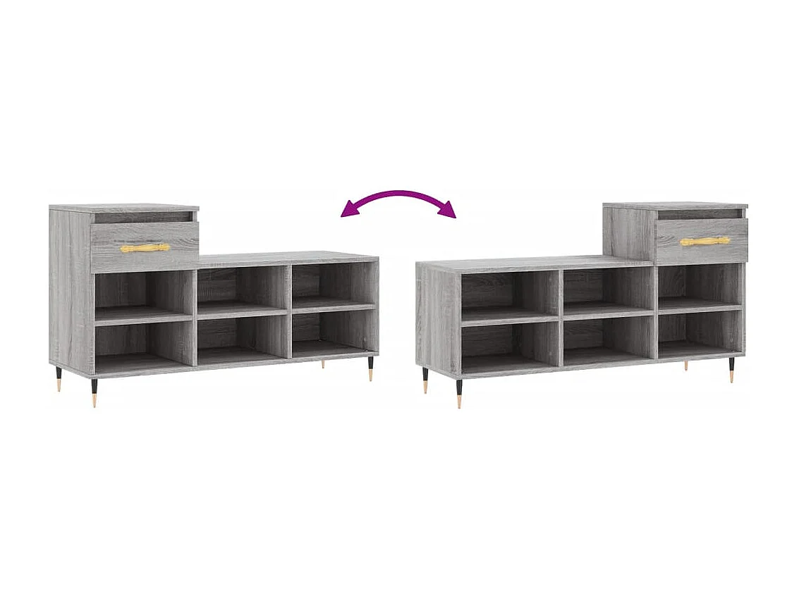 Armoire à chaussures Sonoma gris 102x36x60 Bois d'ingénierie