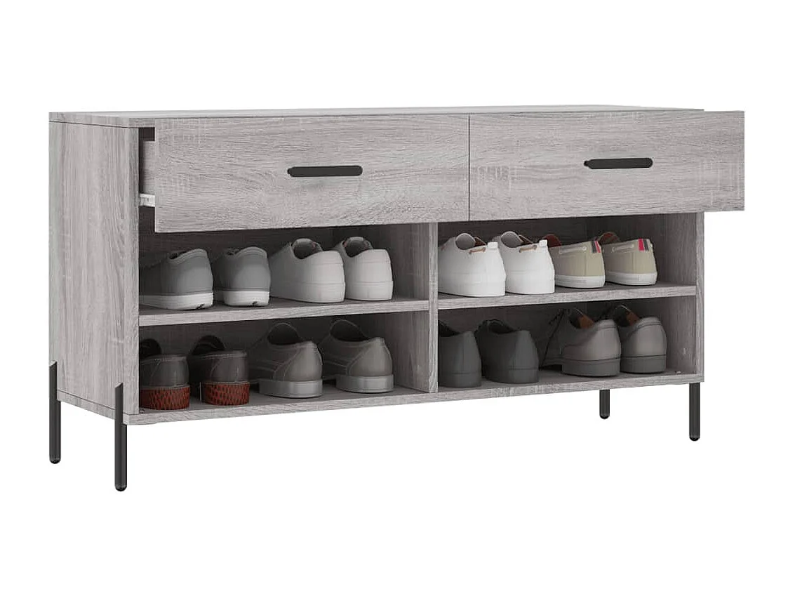 Banc à chaussures sonoma gris 102x35x55 bois d'ingénierie