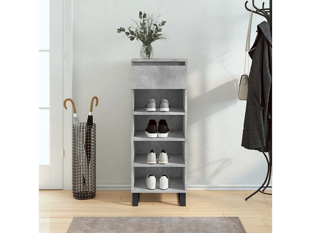 Armoire à chaussures Gris béton 40x36x105 Bois d'ingénierie