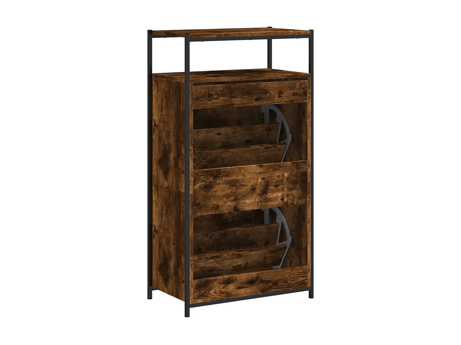 Armoire à chaussures chêne fumé 60x34x112 bois d'ingénierie