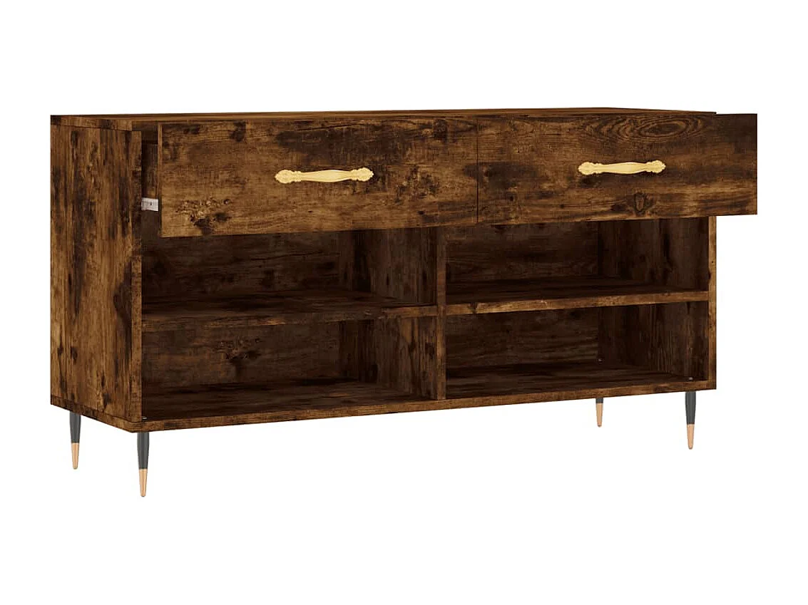 Banc à chaussures chêne fumé 102x35x55 bois d'ingénierie