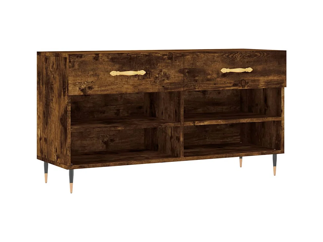 Banc à chaussures chêne fumé 102x35x55 bois d'ingénierie