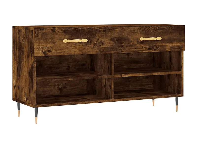 Banc à chaussures chêne fumé 102x35x55 bois d'ingénierie