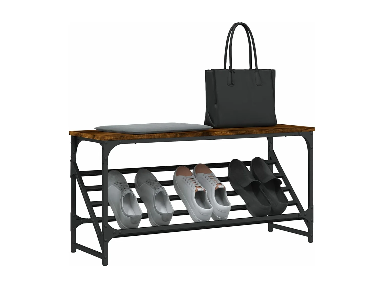 Étagère à chaussures chêne fumé 90x30x45 bois d'ingénierie