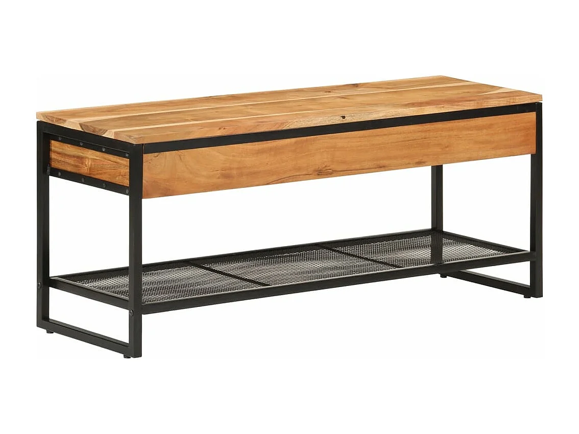 Schoenenbankje 110x35x45 cm massief acaciahout en ijzer