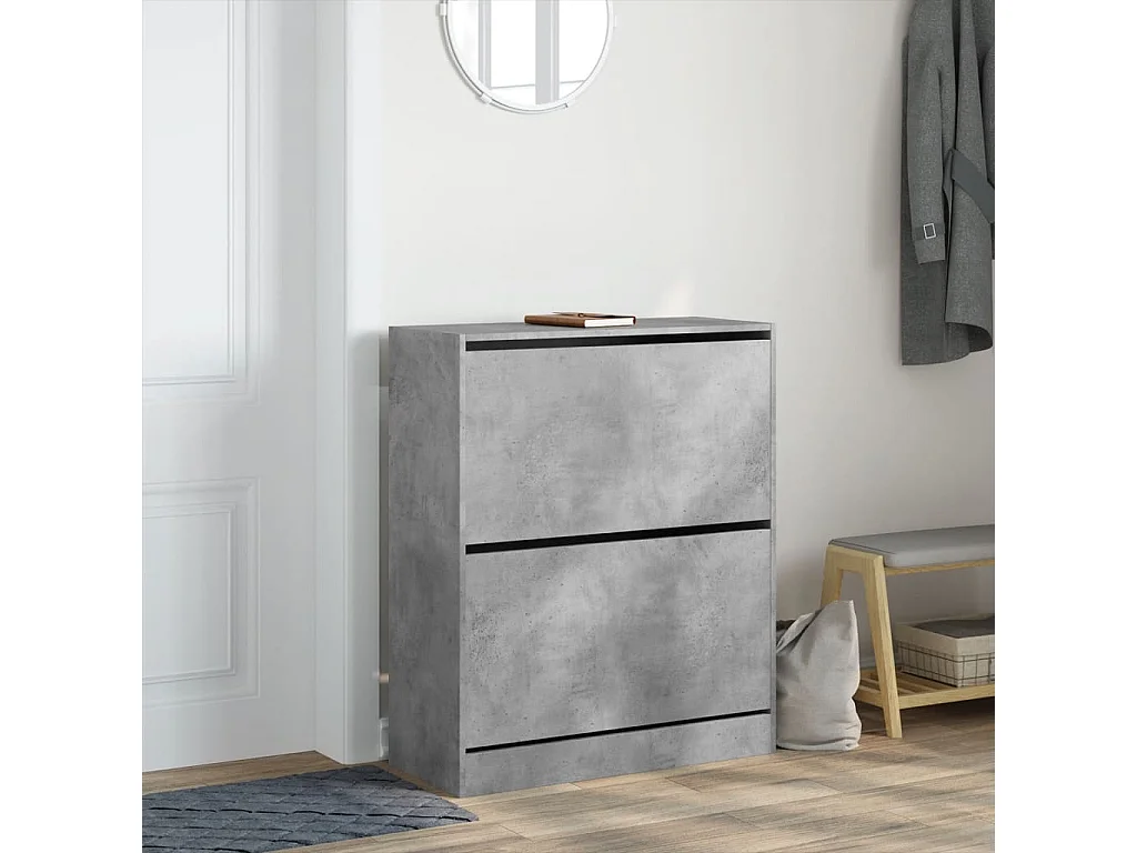 Armoire à chaussures gris béton 80x34x96,5 bois d'ingénierie