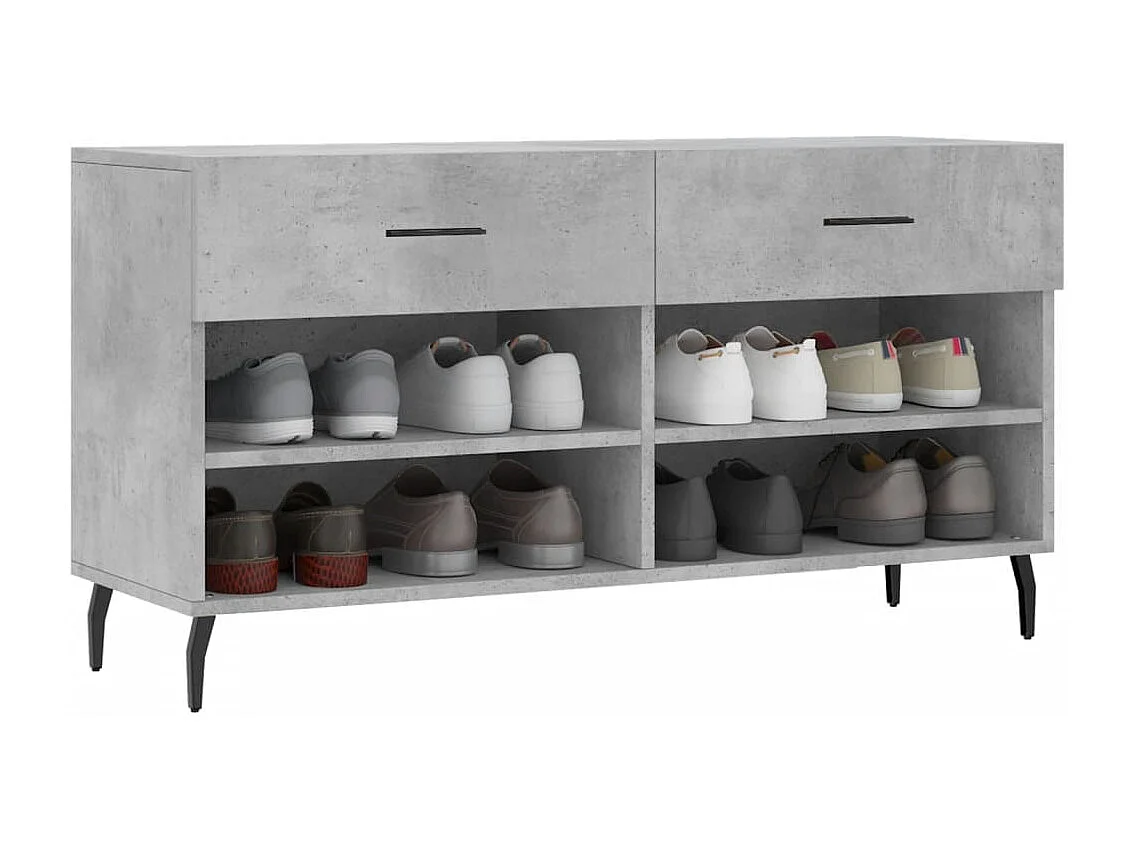 Banc à chaussures gris béton 102x35x55 bois d'ingénierie