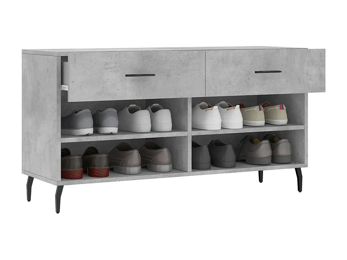 Banc à chaussures gris béton 102x35x55 bois d'ingénierie