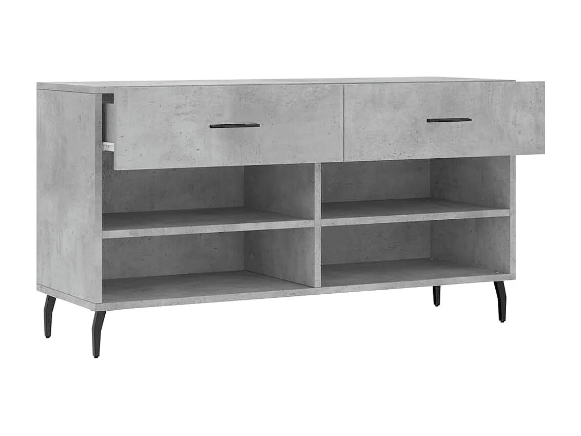 Banc à chaussures gris béton 102x35x55 bois d'ingénierie