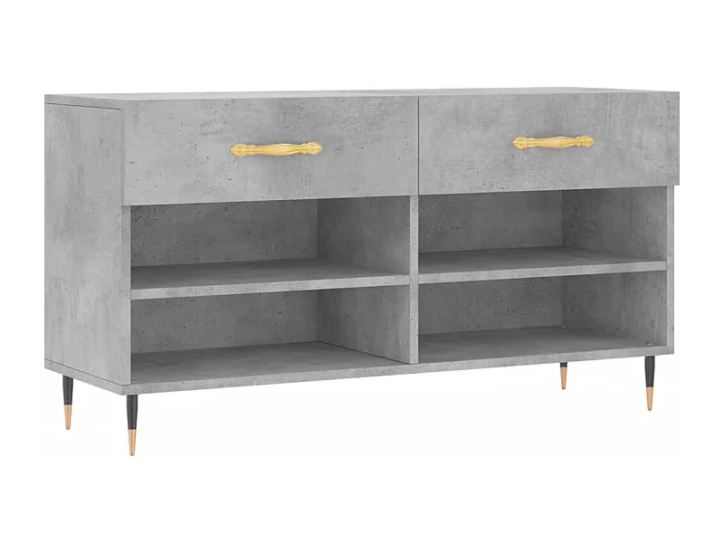 Banc à chaussures gris béton 102x35x55 bois d'ingénierie