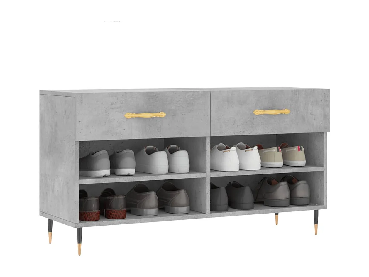 Banc à chaussures gris béton 102x35x55 bois d'ingénierie