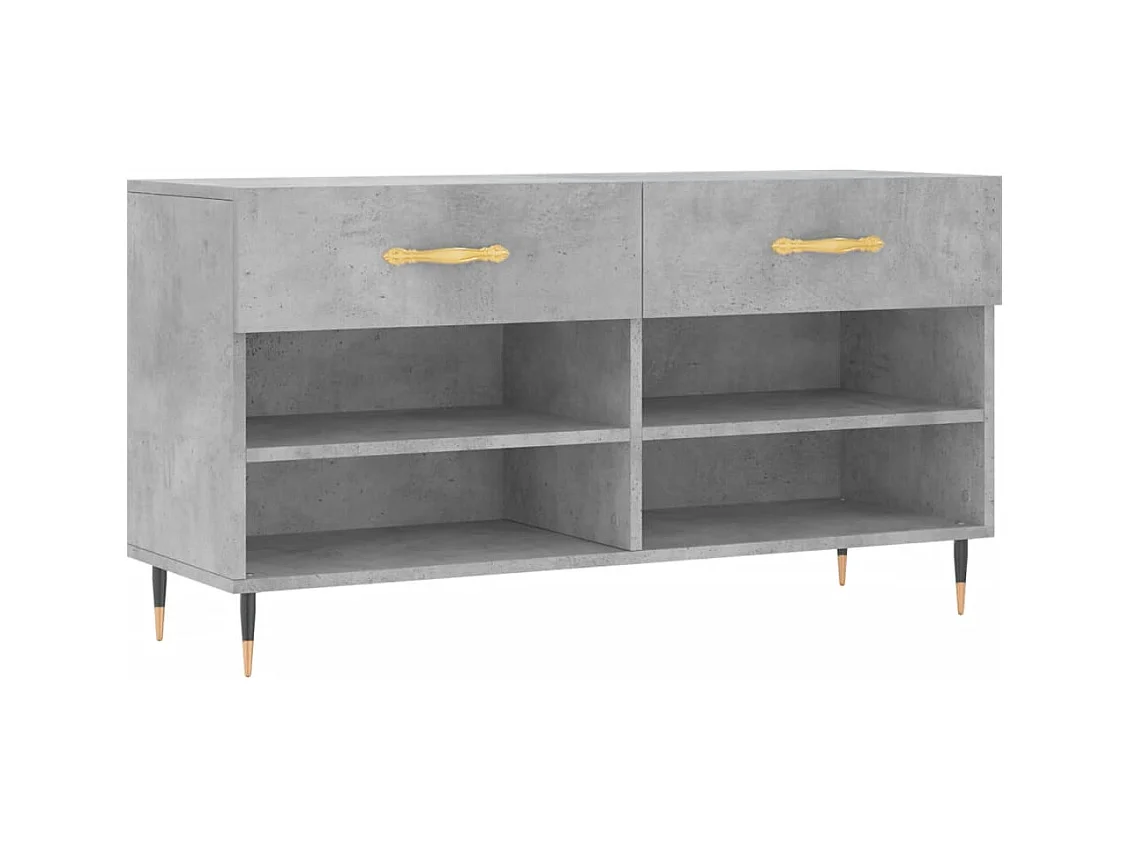 Banc à chaussures gris béton 102x35x55 bois d'ingénierie