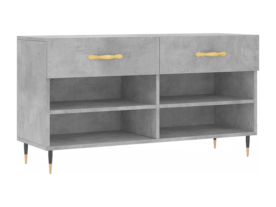 Banc à chaussures gris béton 102x35x55 bois d'ingénierie