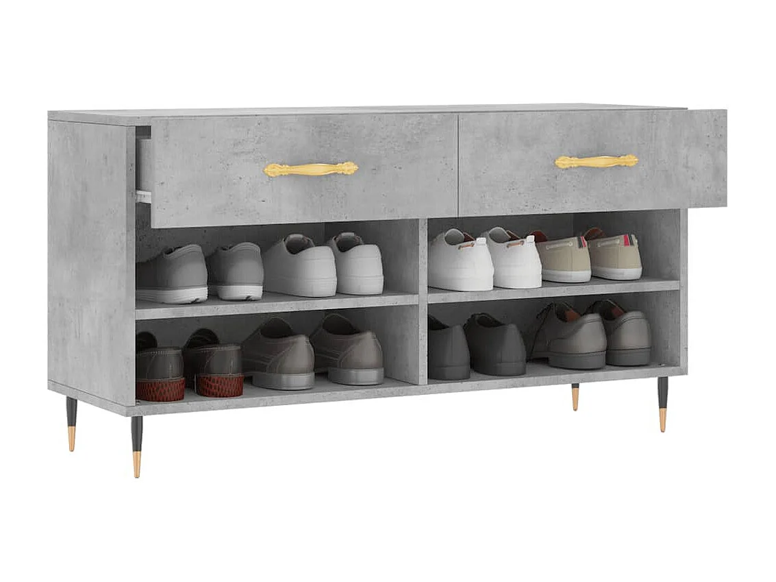 Banc à chaussures gris béton 102x35x55 bois d'ingénierie
