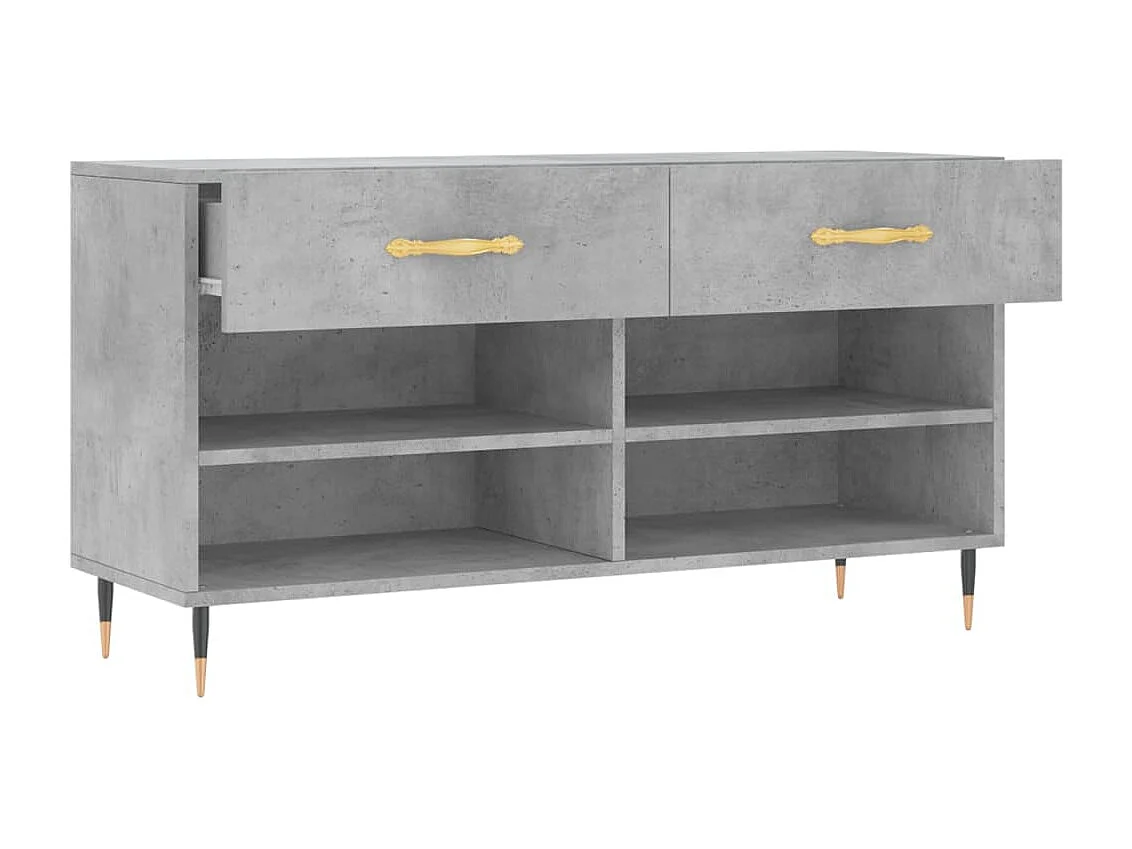 Banc à chaussures gris béton 102x35x55 bois d'ingénierie