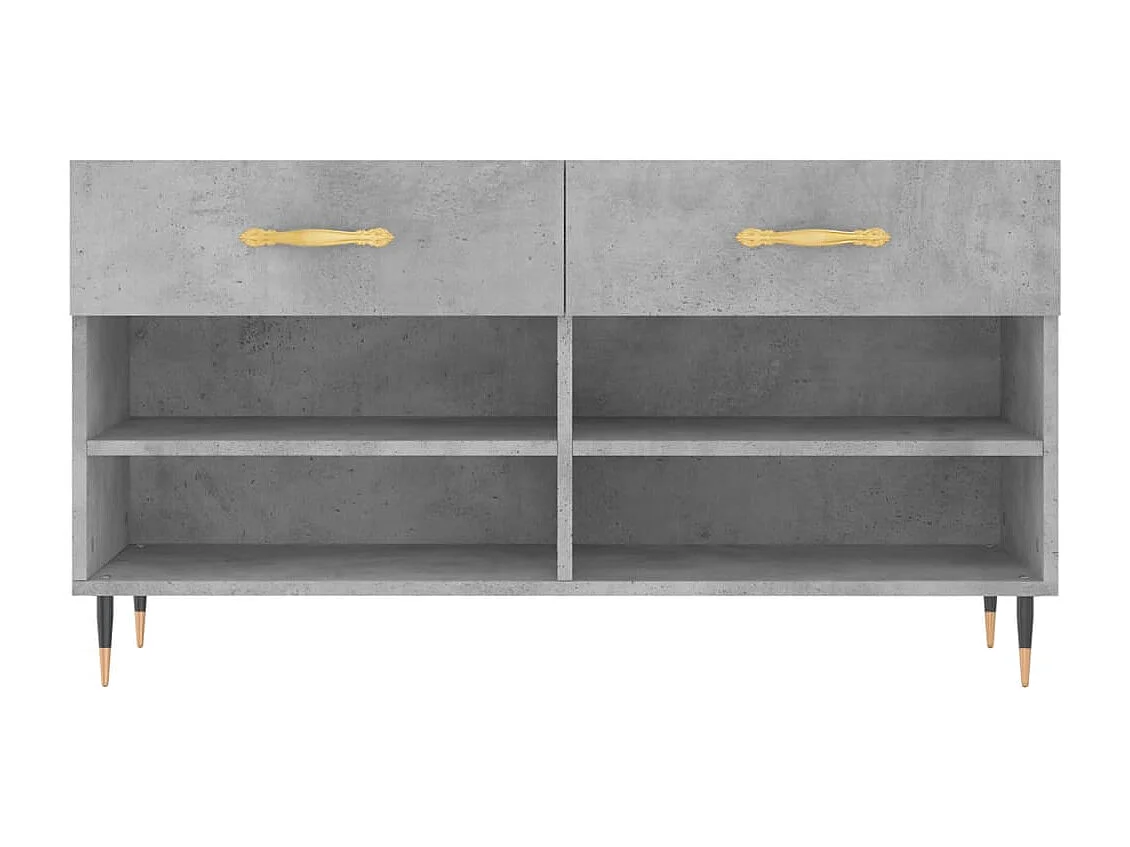 Banc à chaussures gris béton 102x35x55 bois d'ingénierie