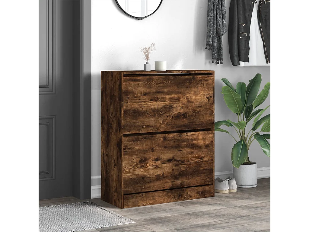 Armoire à chaussures chêne fumé 80x34x96,5 bois d'ingénierie