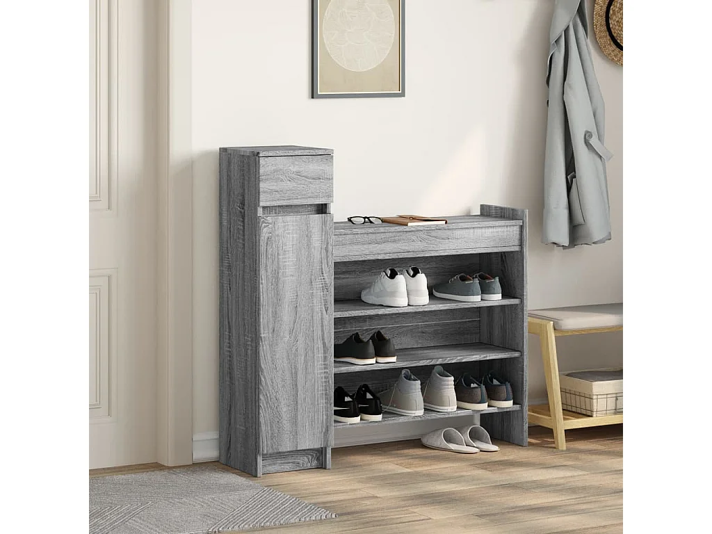 Armoire à chaussures sonoma gris bois d'ingénierie