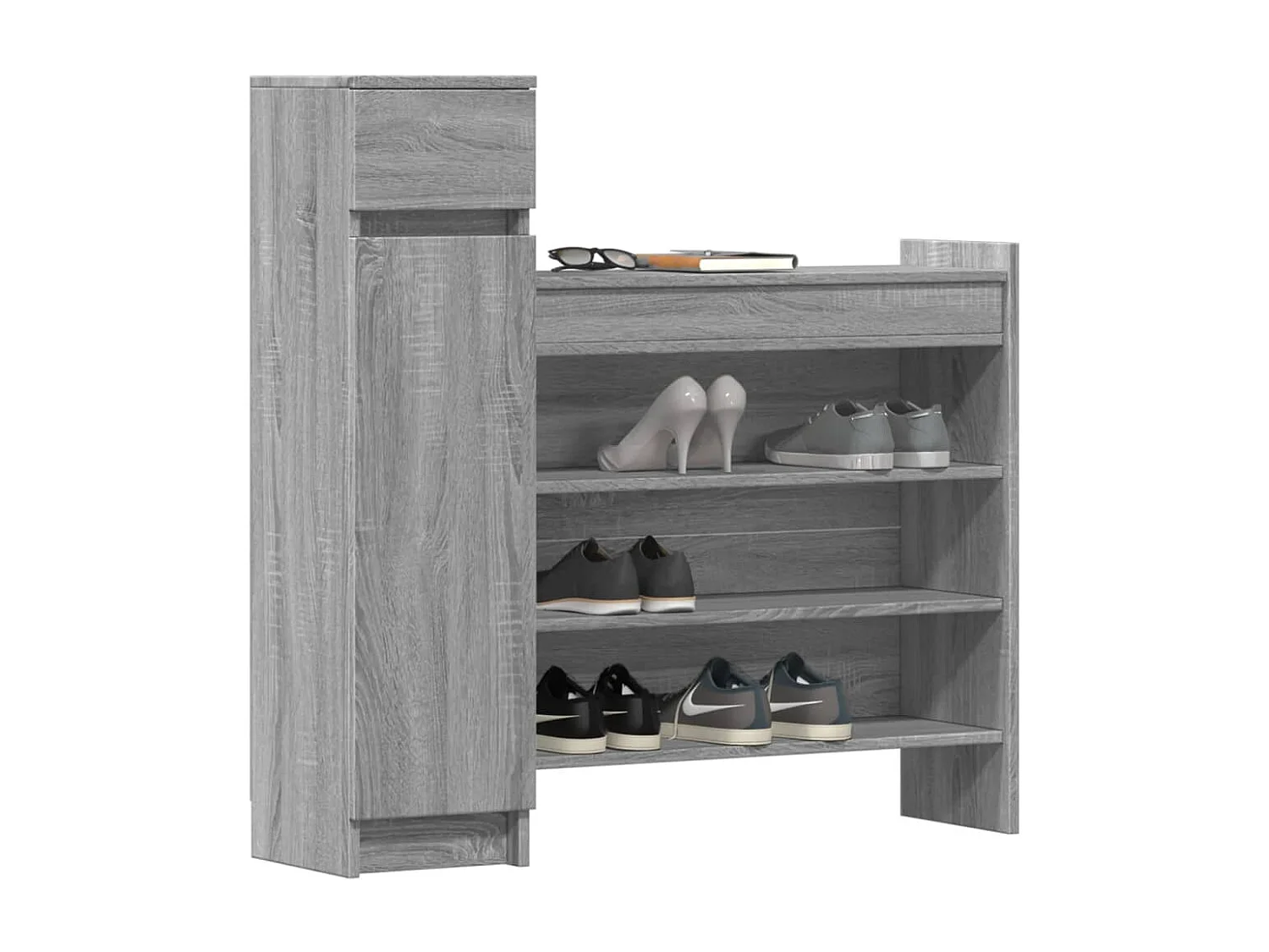 vidaXL Zapatero madera de ingeniería gris Sonoma 100,5x28x100 cm